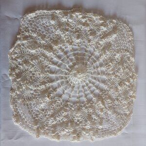 19” Round White Hand Crocheted Doily
